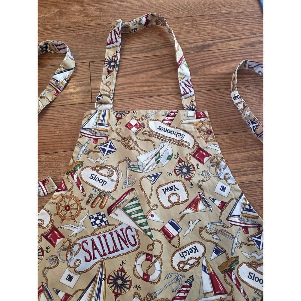 Kay Dee Full Apron Sailing Themed Boats Knots Anchors Lighthouse Nautical Cotton - Picture 9 of 13